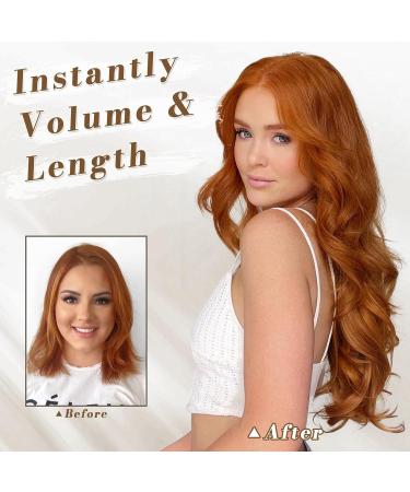 BARSDAR 5-Piece Clip Hair Extensions - Long Wavy Copper Auburn 50cm - Thick Synthetic Hair for Women & Girls - Ideal for Daily & Party Looks - Buy Online on GoSupps.com