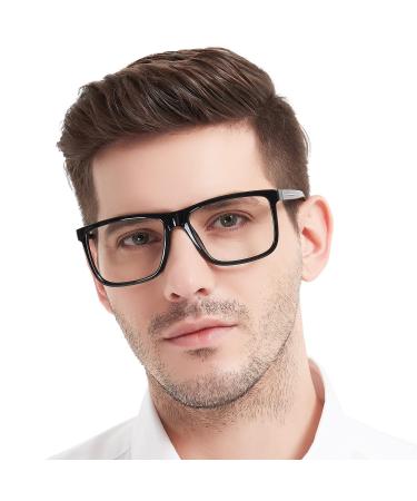 MARE AZZURO Oversized Square Reading Glasses Men Large Readers Big Face 1.0 1.25 1.5 1.75 2.0 2.25 2.5 2.75 3.0 3.5 4.0 5.0 6.0 (Black 1.50) Black 1.5 x