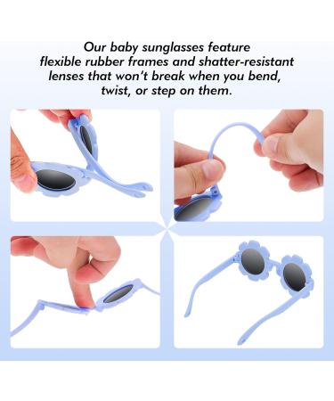 Hifot Baby Sunglasses with Strap - Cute Flower Polarized Sunglasses for Infant Girls | UV400 Protection | Ages 0-24 Months | Blue - Buy Online on GoSupps.com