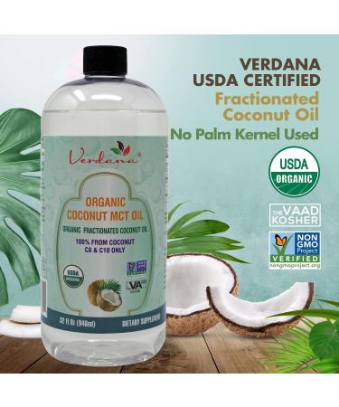 Verdana USDA Certified Organic Coconut MCT Oil Fractionated - 100% Pure, Non-GMO, Kosher - 32 Fl Oz (1 Pack) | Ideal for Keto & Paleo Diets - Buy Online on GoSupps.com
