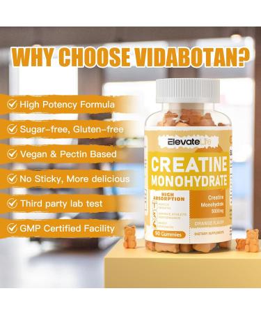 Buy Sugar-Free Creatine Monohydrate Gummies 5g - 180 Count Chewable Supplement for Men & Women - Delicious Orange Flavor - Buy Online on GoSupps.com