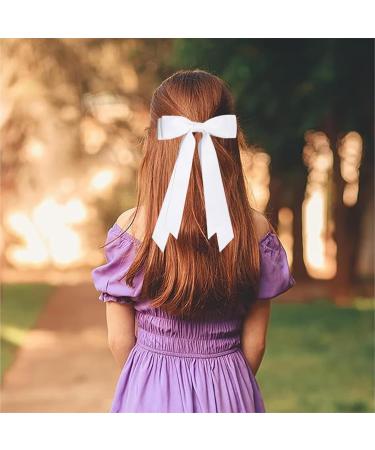 Sweet satin double layered bow long ribbon princess spring clip long ribbon girl hair accessory. - Buy Online on GoSupps.com