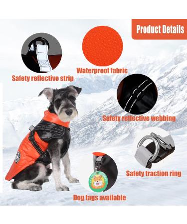 Winter Dog Jacket - Waterproof Windproof Reflective & Warm Coat for Small & Medium Dogs - Orange Size M - Buy Online on GoSupps.com