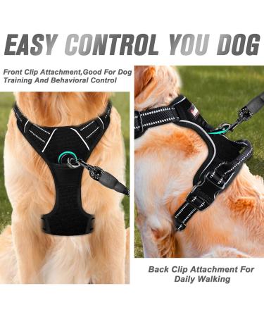 BARKBAY No Pull Dog Harness for Large Dogs - Reflective, Heavy Duty, Easy Control Handle - Chest Size 27-32 inches - Black - Buy Online on GoSupps.com