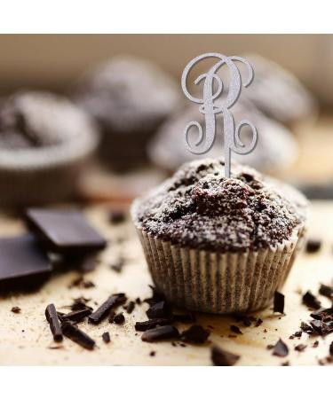 Letter R Wedding Cupcake Toppers Monogram Initial Last Name Glitter Silver For Wedding Bridal Shower Decorations Funny Reusable Floral Wreath Custom Any Initial Bridal Shower Gifts 6PCS Style-4 - Buy Online on GoSupps.com