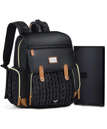 Tonyee Baby Diaper Backpack - Large Multifunctional Diaper Bag with Portable Changing Pad & Pacifier Holder for Moms & Dads - Stylish Black - Buy Online on GoSupps.com