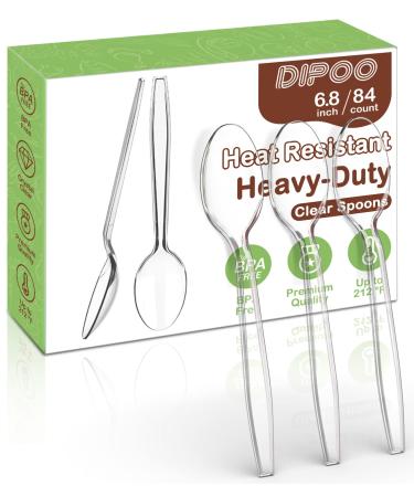6.8 Inch Large Size Plastic Spoons Heavy Duty with Heat Resistant & BPA Free, Clear Solid and Durable Plastic Cutlery, Premium Disposable Spoons for Party Supply (84 Count) Spoons-84 - Buy Online on GoSupps.com