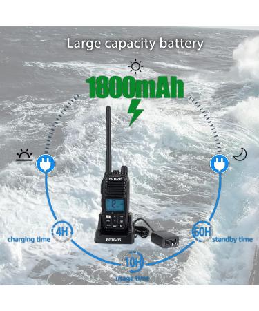 Retevis RM21 Handheld Floating Marine Radio with NOAA Weather, Submersible Design, Clear Audio, Backlit LCD & Charger - Ideal for Boat, Kayaking, Jet Ski - Buy Online on GoSupps.com