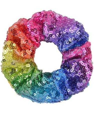 ZOONAI Women Teen Girls Sequins Satin Scrunchies Hair Accessories Elastic Sparkly Hair Ponytail Holder Hair Tie - Set of 2 (Gold) - Buy Online on GoSupps.com