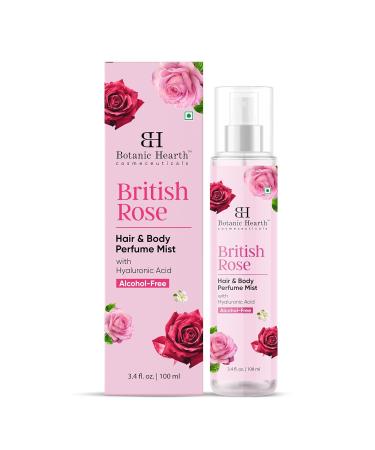 Botanic Hearth British Rose Hair Perfume & Body Mist Alcohol-Free Clean Fragrance Hair Spray - British rose scent - 3.4 Fl Oz