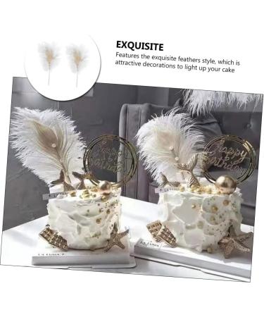 NAMOARLY 2 Pcs Insert Pearl Trim Pearl Decor Beige Decor Ostrich Trim Baking Diy Decor Dessert Inserting Decor Inserting Baking Topper Baking Toppers Insert Card Cake White White 12X5.5CM - Buy Online on GoSupps.com