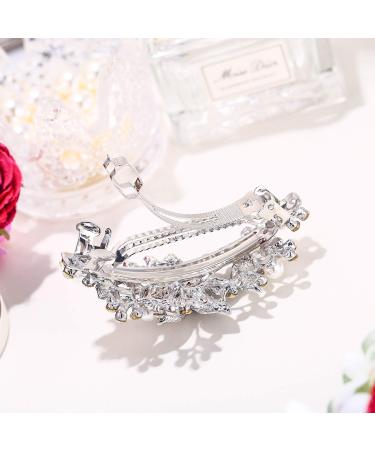 Ever Faith Austrian Crystal Hibiscus Pearl Hair Clip Barrette Blue Silver-Tone - Buy Online on GoSupps.com