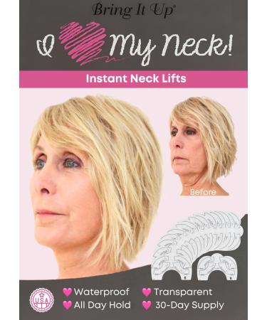 Bring It Up Instant Neck Lift Tape 30 Day Supply Transparent Neck Lifting Anti Wrinkle Stickers - Tones Sagging Necklines Instantly - Made in USA