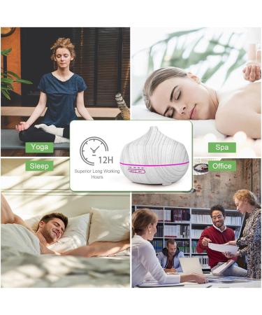 400ml Aroma Diffuser for Essential Oils | Ultrasonic Humidifier with 7 Color LED - Wood Grain White - Buy Online on GoSupps.com