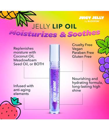 Blossom Lip Gloss Juicy Jelly Moisturizing Fruit Flavored Nourishing High Shine Lip Oil with Doe Foot Wand Applicator 0.09oz Grape - Buy Online on GoSupps.com