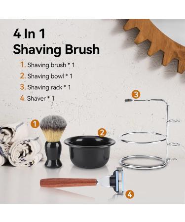 HERCHR 4-Piece Shaving Set | Manual Razor Stainless Steel Stand Brush & Bowl | Premium Men's Grooming Essentials - Buy Online on GoSupps.com
