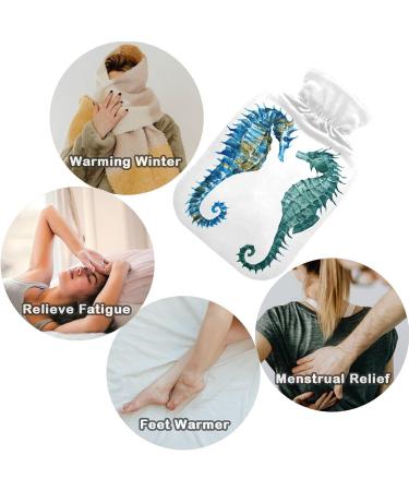 NAANLE Watercolor Heat Bottle with Seahorse Design - 2L Hot Water Bottle for Pain Relief & Warmth - Ideal for Bed Hands & Feet - International Shipping Available - Buy Online on GoSupps.com