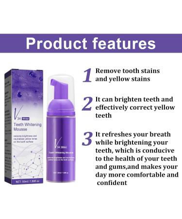 Crystal Oral Cleansing Foam Whitening Purple Toothpaste - V34 Color Correcting Purple Toothpastev34 Teeth Foam Teeth Whitening Foam Fresh Breath (1Pcs) - Buy Online on GoSupps.com