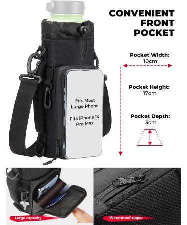 Buy Kemimoto 750ml/950ml/1.2L Water Bottle Holder - Adjustable Shoulder Strap Perfect for Hiking Camping & Fishing - Durable Black Bag - Buy Online on GoSupps.com