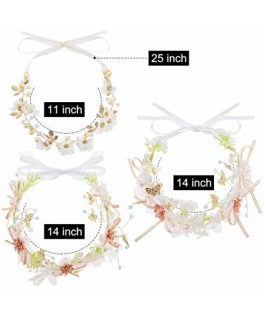 Elsjoy 3 Pack Flower Crowns - Adjustable Bridal Floral Headbands for Wedding, Party, Festival - Wedding Hair Accessories - Buy Online on GoSupps.com