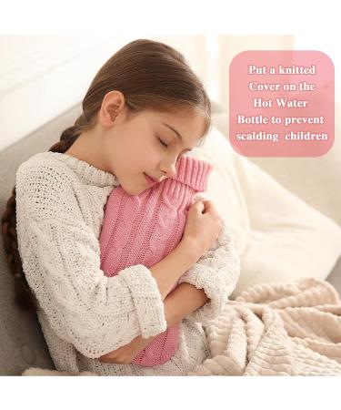2-Piece Hot Water Bottle Cover - Knitted Soft Cover for Hot/Cold Therapy - Menstrual Cramps & Pain Relief - Pink Khaki 2000ml - Buy Online on GoSupps.com