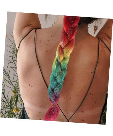 minkissy Dreadlocks Wig Colored Wigs Rainbow Hair Tinsel Rainbow Hair Extensions Rainbow Braiding Hair Pre Stretched Hair Braiding Hair for Braiding High Temperature Wire Hair Piece Flash - Buy Online on GoSupps.com
