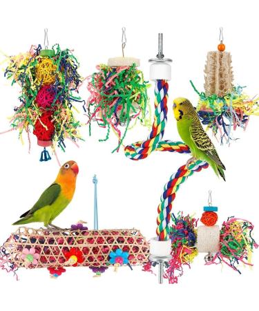 Bird Toys Parakeet Toy Chewing Shredding Foraging Toys Hanging Toy Bird Shredded Paper Bird Cage Accessories Bird Rope Perch for Conure Cockatiel Budgies Lovebird Parrot - Buy Online on GoSupps.com