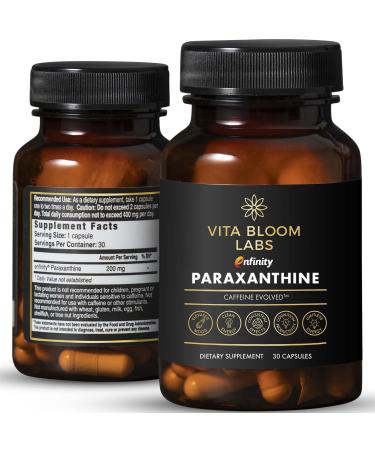 Vita Bloom Labs Enfinity Paraxanthine Capsules Clean Energy & Focus Caffeine Alternative | 200 mg per Capsule | 30 Capsules per Bottle | Formulated in USA GMP Certified Non-GMO Kosher