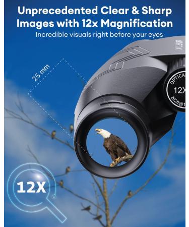 2023 12x25 Compact Binoculars with Low Light Night Vision - Waterproof for Hunting and Bird Watching - Buy Online on GoSupps.com