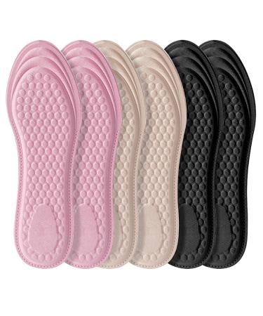 3 Pairs Massage Insoles for Women Comfort Insoles and High Heel Inserts Work Boot Replacement Shoe Inserts Anti-pain Breathable Cushion Shock Shoes Pad