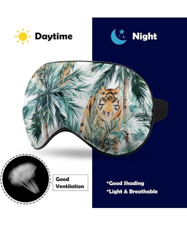Tropical Palm Trees Tiger Sleep Mask - Adjustable Eye Cover for Sleeping, Block Light for Night Travel and Nap - Men and Women - Buy Online on GoSupps.com