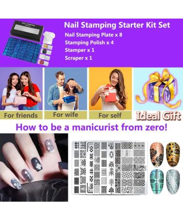 14-Piece Beauty Nail Stamp Starter Kit - Easy Manicure Art Tools for Parties & Festivals | Perfect Gift for Women Girls & Friends - Buy Online on GoSupps.com