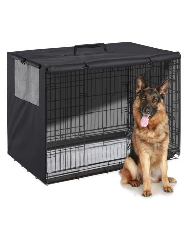 Dog Crate Cover 48 inches, Durable Kennel Cover with Double Door Universal Fit for 48 inches Wire Dog Cage, Black 48 inch Black
