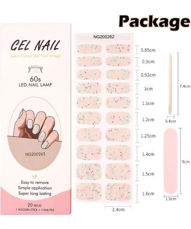 Glow in the Dark Gel Nail Strips - 20 Soft Self-Adhesive Stickers for Salon-Quality Manicure with UV/LED Lamp, Glitter Glow in Dark Design - Buy Online on GoSupps.com