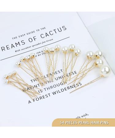 54-Piece Wedding Gold U-Shaped Pearl Hair Pins - Bridal Bobby Hairpins for Prom & Formal Parties - Buy Online on GoSupps.com