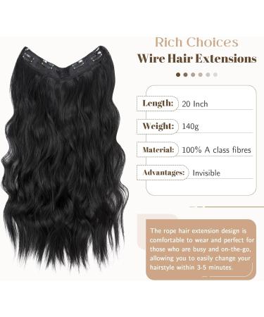 Rich Choices Secret Hair Extensions Invisible Wire Hair Extension Hair Pieces for Women Wavy Hair Extension with Wire 20 Inch Net Black 20 Inch Net Black - Buy Online on GoSupps.com