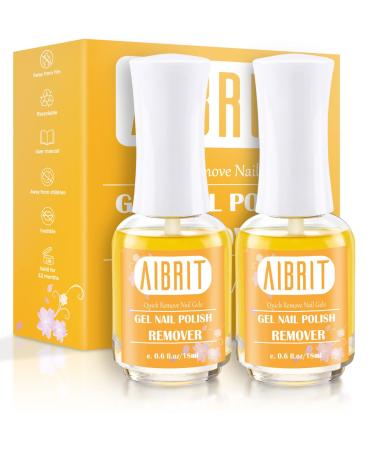 AIBRIT Gel Nail Polish Remover 2 Pack Gel Polish Remover in 3-5 Minutes Soak Off Remover for Nail Polish Removedor de Esmalte Gel 0.6 fl oz/18ml