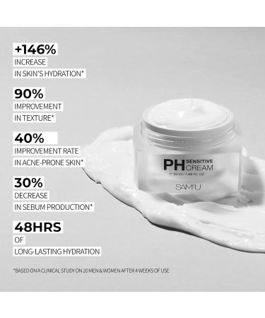SAM U PH Sensitive Cream | Hydrating Korean Face Moisturizer for Men & Women | Ceramides for Sensitive & Dry Skin | Daily Moisturizer (1.69 Oz - Buy Online on GoSupps.com