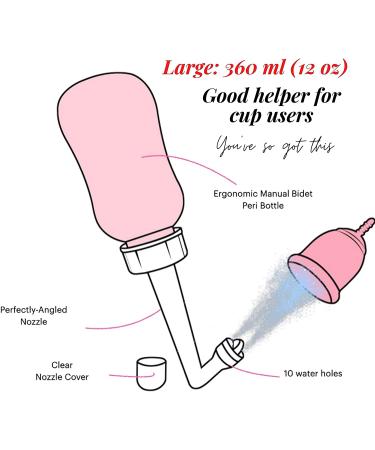 Adorable Pink Peri Bottle - Portable Bidet for Softer Care | Menstrual Cup Buddy | Waterproof Travel Bag | 300 ml (10 oz) - Buy Online on GoSupps.com