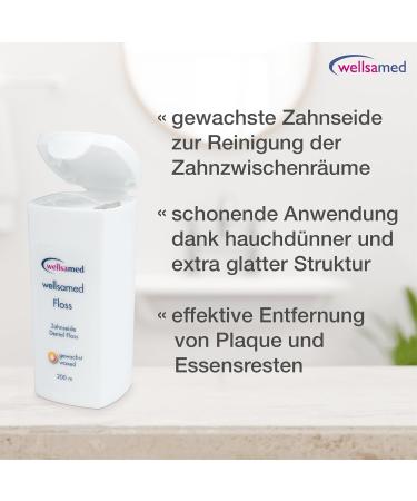 Wellsamed Waxed Dental Floss - 200m Dispenser Tasteless Effective Interdental Care | Buy Online - Buy Online on GoSupps.com