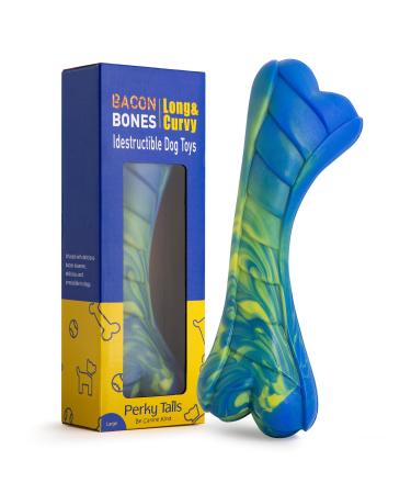 Perky Tails Indestructible Dog Toys for Large Dogs - Large Dog Toys Built for Aggressive Chewers & Canine Vision - Hard Dog Toys with Delicious Bacon Flavour 1-pack Single Pack Large