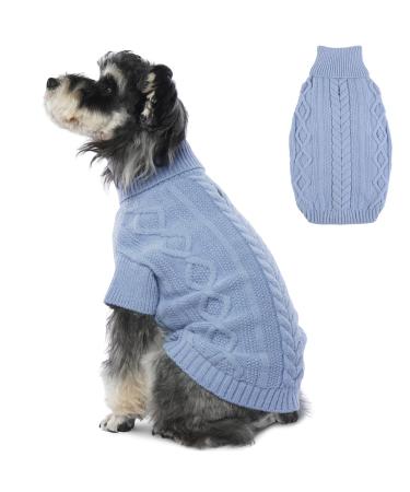 Hjumarayan dog sweater - simple & elegant sweater dog warm dog sweater medium -sized dogs with hole for leash beautiful dog sweater with legs for French bulldog (blue L) L (breast 53cm back 40cm)