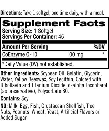 Natrol CoQ-10 Softgels Heart Health Dietary Supplement 100 mg 45 Count Unflavored 45 Count (Pack of 1) - Buy Online on GoSupps.com