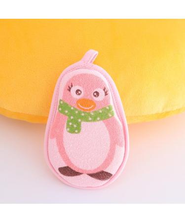 Kids Shower Sponge Kids Body Washer | Natural Bath Sponges in Cute Shapes | Cute Bath Sponge Soft Body Scrubber for Kids Shower Sensitive Skin Pink Penguin - Buy Online on GoSupps.com