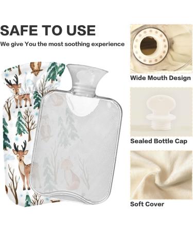 Naanle Christmas Deer Fox Hot Water Bottle | 1L Transparent Warm & Cold Therapy for Pain Relief | Ideal for Bed Hands & Feet - Buy Online on GoSupps.com