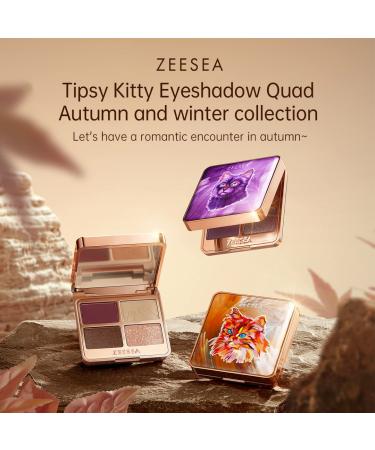 Zeesea Tipsy Kitty Eyeshadow Quad - Waterproof Matte & Shimmer Palette for Catgirls (Destiny Guardian - Purple Tones) - Buy Online on GoSupps.com