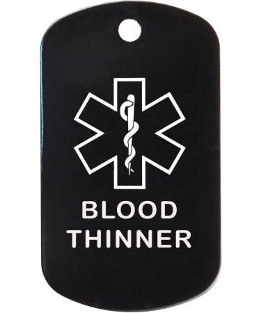 Blood Thinner Medical Alert ID Necklace - 30 USA Chain Black Tag & White Silencer - 154 Color Options - Buy Online on GoSupps.com