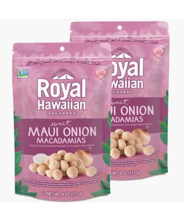 Royal Hawaiian Orchards Sweet Maui Onion Macadamia Nuts, Gluten-Free, Vegan, Non-GMO, Kosher - 4 Oz (Pack of 2) Sweet Maui Onion 4 oz (Pack of 2)