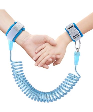 SITREMEN Anti Lost Wrist Link for Toddlers 360 Rotate Toddler Wrist Reins with Security Lock and Safety ID Wristband Kid Wrist Leash Strap with Elastic Wire Rope for Children Walking Travle Blue