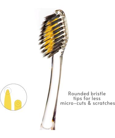 Nano-B Antibacterial Manual Toothbrush | Gold & Bamboo Charcoal | Soft Bristles for Sensitive Gums | Travel Case Included | Ideal for Adults & Kids - Buy Online on GoSupps.com